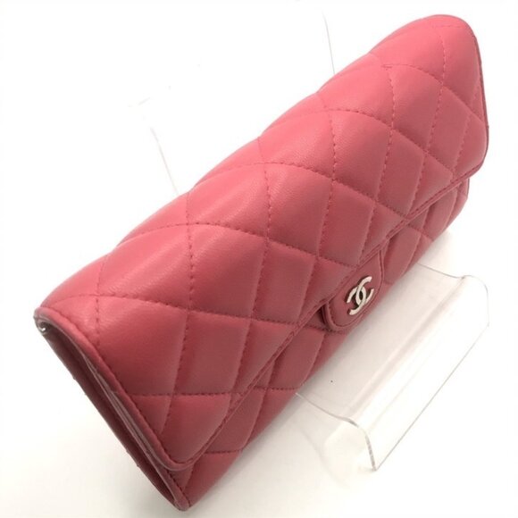 Chanel Continental Long Wallet Coral Pink Quilted Metallase Leather Classic Flap - Picture 5 of 10